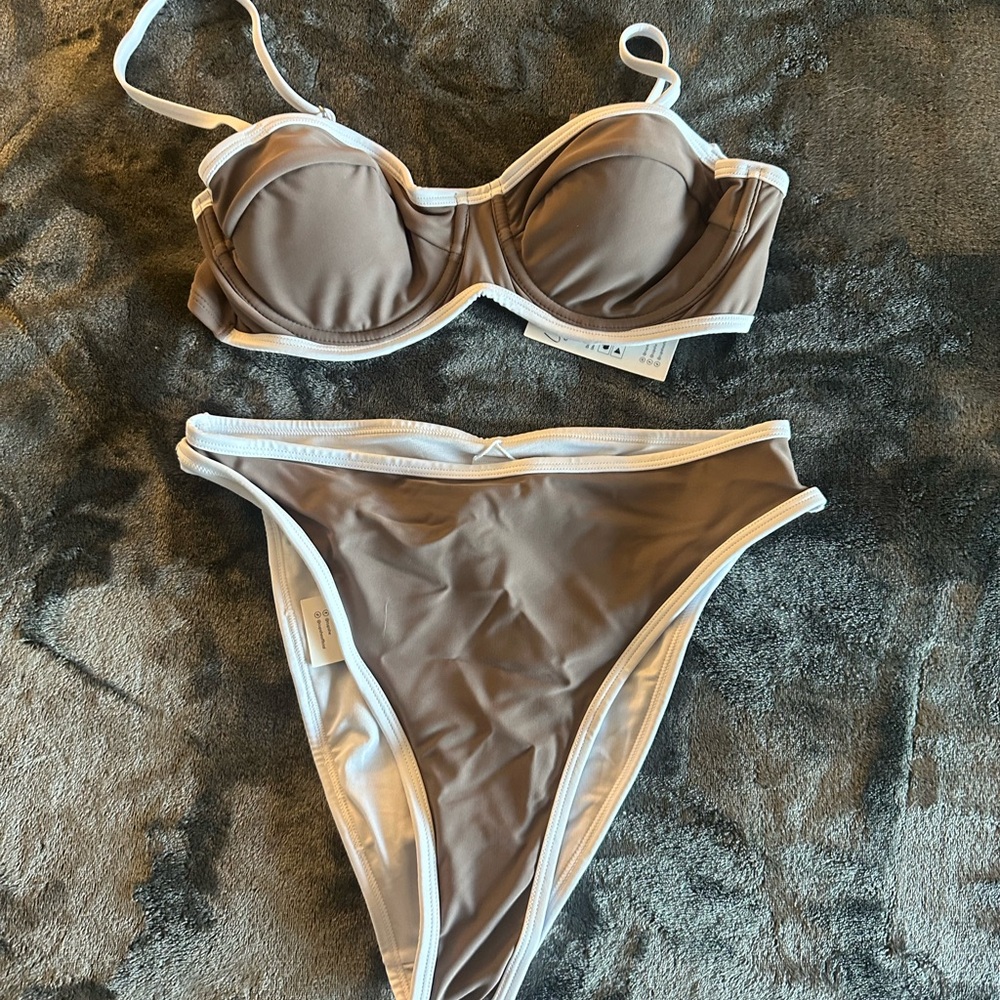 Cupshe Brown and White Bikini Set